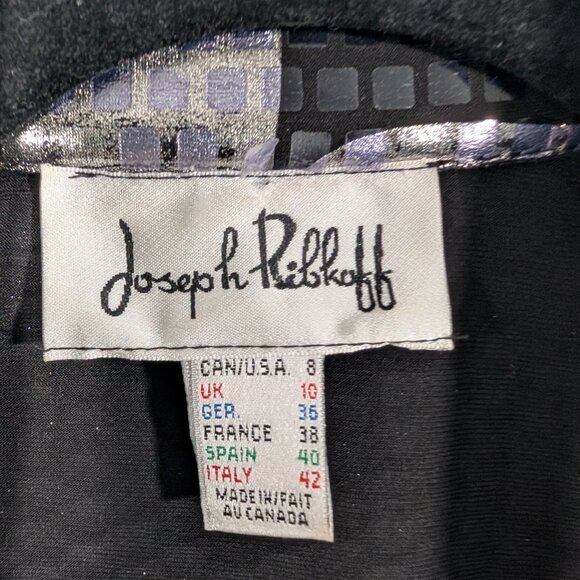 Joseph Ribkoff Black & Silver Bolero Cropped Jacket Shrug Size 8 Holographic - Picture 4 of 14